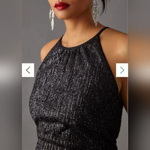 Maeve Sequin Disco Jumpsuit Anthropologie size 6 black